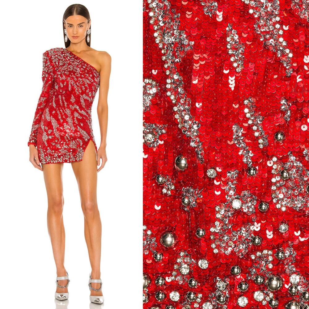 DUNDAS x REVOLVE Jett Embellished Mini Dress in Red NWT Size Medium - Picture 5 of 6